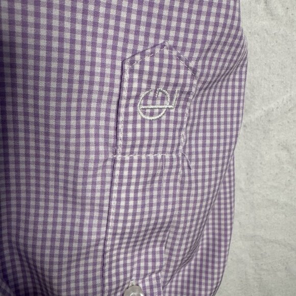 Guy Laroche Paris Mens Long Sleeve Shirt Size 18 34/35 Lilac Gingham Non Iron - Picture 10 of 10